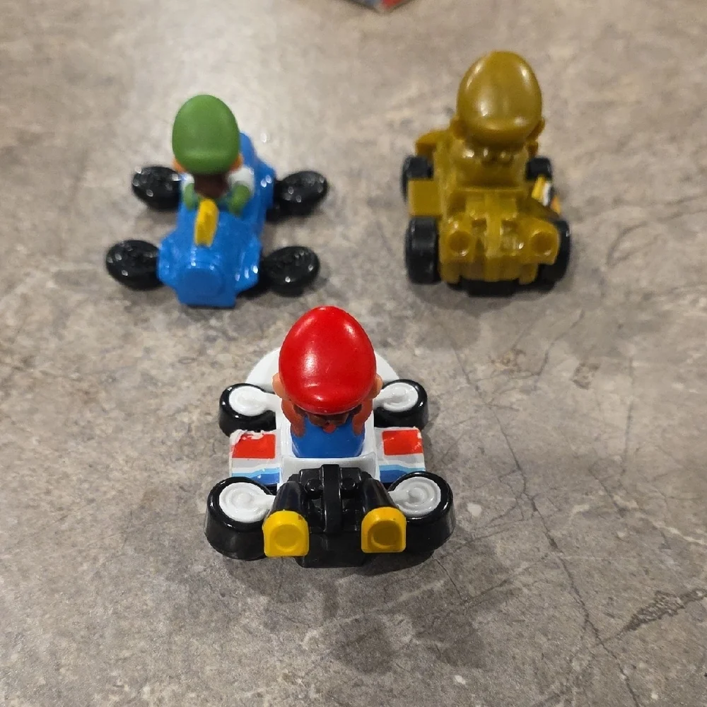 (J64) Nintendo Mario Kart Racing Trio - Red, Blue, Gold (3 Car Bundle Set)